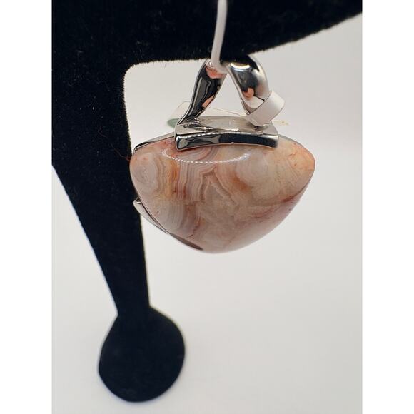 Sterling Silver Crazy Lace Agate Pendant 1.5" 13.1g - Picture 5 of 10